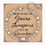 4MM Bohemian style couple bracelet, natural stone bead powder, zebra turquoise graduation season bracelet