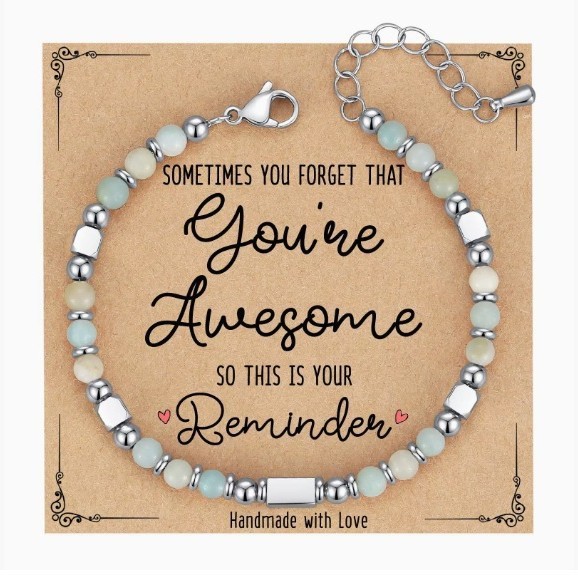 4MM Bohemian style couple bracelet, natural stone bead powder, zebra turquoise graduation season bracelet