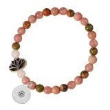 Women's natural stone powder crystal bead 20mm snap bracelet  Seven veins lotus flower bracelet