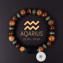 12 Constellation 20mm snap button Bracelet Natural Stone Zodiac Bracelet