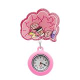 Cute cartoon nurse doctor fun rocking music stretchable wall clock creative badge identification case pocket watch