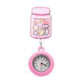Cute cartoon nurse doctor fun rocking music stretchable wall clock creative badge identification case pocket watch