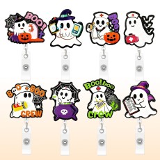 Halloween BOO Ghost Medical Care Flash Powder Board Extension Buckle Pull-Top Creative ID Holder Hanger