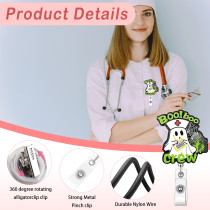 Halloween BOO Ghost Medical Care Flash Powder Board Extension Buckle Pull-Top Creative ID Holder Hanger