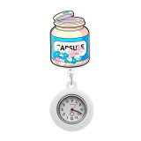 Cute cartoon nurse doctor fun rocking music stretchable wall clock creative badge identification case pocket watch