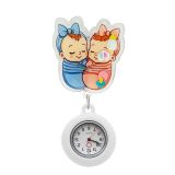 Cute cartoon nurse doctor fun rocking music stretchable wall clock creative badge identification case pocket watch
