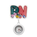 Cute cartoon nurse doctor fun rocking music stretchable wall clock creative badge identification case pocket watch