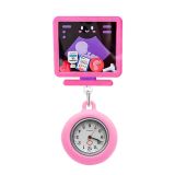 Cute cartoon nurse doctor fun rocking music stretchable wall clock creative badge identification case pocket watch