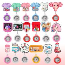 Cute cartoon nurse doctor fun rocking music stretchable wall clock creative badge identification case pocket watch