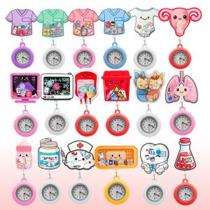 Cute cartoon nurse doctor fun rocking music stretchable wall clock creative badge identification case pocket watch
