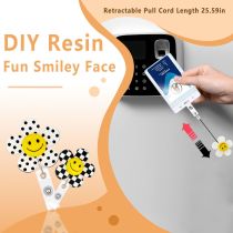 Powdered sunflower smiling face elastic snap adjustable name tag holder for sunflower decorative ID tag