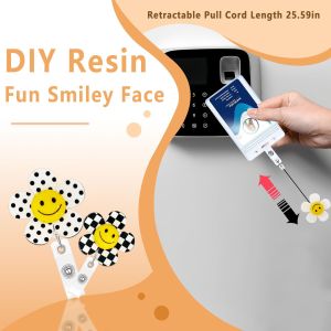 Powdered sunflower smiling face elastic snap adjustable name tag holder for sunflower decorative ID tag