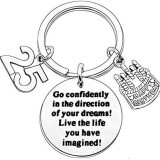 Stainless steel keychain with engraved lettering can be customized for birthday gifts, red wine pendants, and tags
