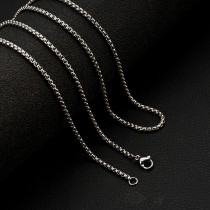 60cm Stainless steel square pearl chain keel chain Fried Dough Twists chain chain chain necklace