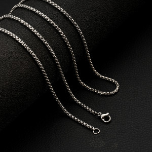 60cm Stainless steel square pearl chain keel chain Fried Dough Twists chain chain chain necklace