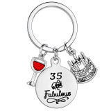 Stainless steel keychain with engraved lettering can be customized for birthday gifts, red wine pendants, and tags