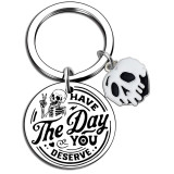 Halloween color printing stainless steel keychain ghost pattern UV printing pendant decoration cartoon