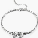 Stainless steel curved peach heart bracelet for women, two types of buckle and loop bracelet