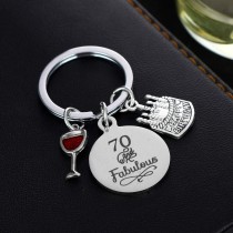 Stainless steel keychain with engraved lettering can be customized for birthday gifts, red wine pendants, and tags
