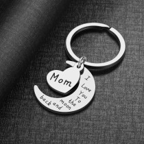 Moon accessories hanging buckle stainless steel keychain car key modern simple heart-shaped design
