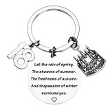 Stainless steel keychain behind you digital birthday gift encouraging cake engraving pendant