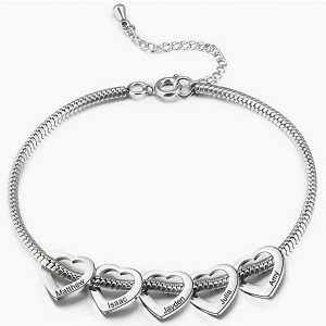 Stainless steel curved peach heart bracelet for women, two types of buckle and loop bracelet
