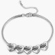 Stainless steel curved peach heart bracelet for women, two types of buckle and loop bracelet