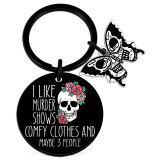 Halloween color printing stainless steel keychain ghost pattern UV printing pendant decoration cartoon