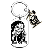 Halloween color printing stainless steel keychain ghost pattern UV printing pendant decoration cartoon