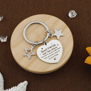Keychain stainless steel heart-shaped pendant keychain