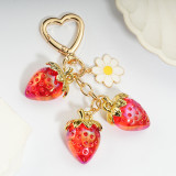 Small Fresh Transparent Strawberry Love Pendant Keychain Bag Pendant