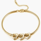 Stainless steel curved peach heart bracelet for women, two types of buckle and loop bracelet