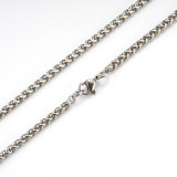 60cm Stainless steel square pearl chain keel chain Fried Dough Twists chain chain chain necklace