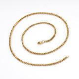 60cm Stainless steel square pearl chain keel chain Fried Dough Twists chain chain chain necklace