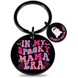 Halloween color printing stainless steel keychain ghost pattern UV printing pendant decoration cartoon