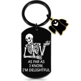 Halloween color printing stainless steel keychain ghost pattern UV printing pendant decoration cartoon