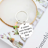 Sisters gift pink rose accessories stainless steel keychain birthday gift for sister bow