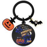 Halloween color printing stainless steel keychain ghost pattern UV printing pendant decoration cartoon