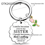 Sisters gift pink rose accessories stainless steel keychain birthday gift for sister bow