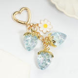 Small Fresh Transparent Strawberry Love Pendant Keychain Bag Pendant