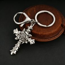 Fashion Cross Keychain Pendant Flower Luggage Couple Accessories Pendant Keychain Personalized Keyring