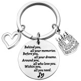 Stainless steel keychain behind you digital birthday gift encouraging cake engraving pendant