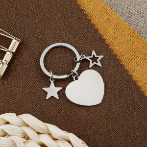 Keychain stainless steel heart-shaped pendant keychain