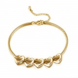 Stainless steel curved peach heart bracelet for women, two types of buckle and loop bracelet