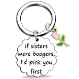 Sisters gift pink rose accessories stainless steel keychain birthday gift for sister bow