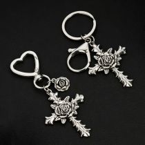 Fashion Cross Keychain Pendant Flower Luggage Couple Accessories Pendant Keychain Personalized Keyring
