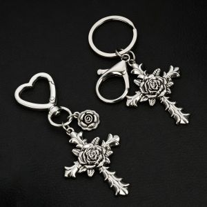 Fashion Cross Keychain Pendant Flower Luggage Couple Accessories Pendant Keychain Personalized Keyring
