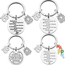 Stainless steel keychain behind you digital birthday gift encouraging cake engraving pendant