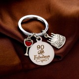 Stainless steel keychain with engraved lettering can be customized for birthday gifts, red wine pendants, and tags
