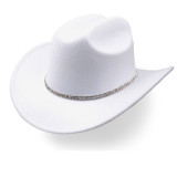 Western cowboy hat with rhinestone wide edge flash denim hat for men and women, party travel jazz hat